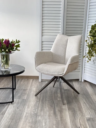 Стул PONTUS 360 град. поворот. KN01-05 Бежевый/ BZ1046-11 Бежевый/ Шоколадное золото, ®DISAUR