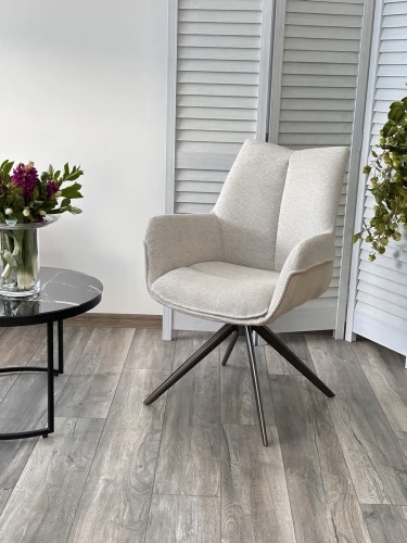 Стул PONTUS 360 град. поворот. KN01-05 Бежевый/ BZ1046-11 Бежевый/ Шоколадное золото, ®DISAUR