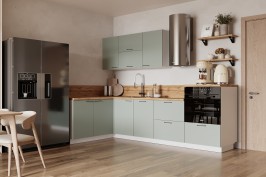 Готовая кухня КГ Угловой 1500х2700 (с пм) Эмаль, Олива  Арника РМ в.2