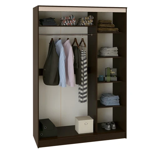 Шкаф-купе Сакура 1,5м, Дуб беленый, Венге