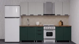 Готовый кухонный гарнитур ГК Аленушка 2м  Лаванда Керамика/Изумруд, черный (без столешницы)