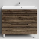 Тумба Бест 100 (2 ящика, 2 двери) напольный, Дуб крымский коричневый ПВХ 131005-9005 Vodok с раковиной в комплекте