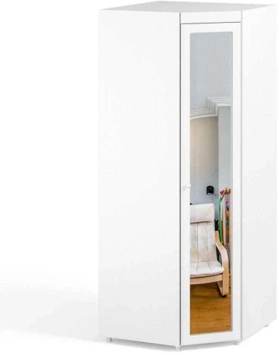 Шкаф угловой (гл.560) с зеркалом Монако МН-68 белое дерево