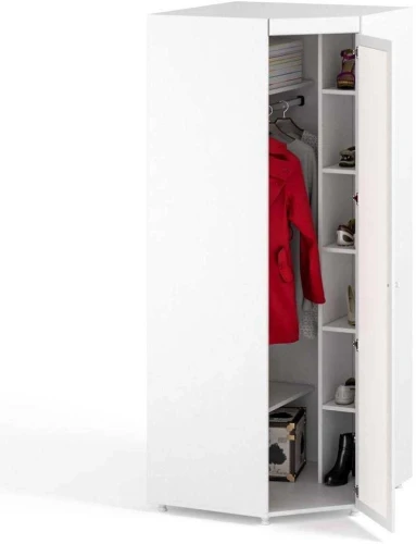 Шкаф угловой (гл.560) с зеркалом Монако МН-68 белое дерево