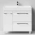 Тумба Мальта 90 напольный, ящики и дверь, белый глянец, левый Vodok с раковиной в комплекте