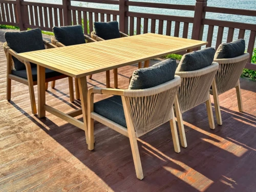 Обеденная группа LEONOREN каркас тик / стол тик 220