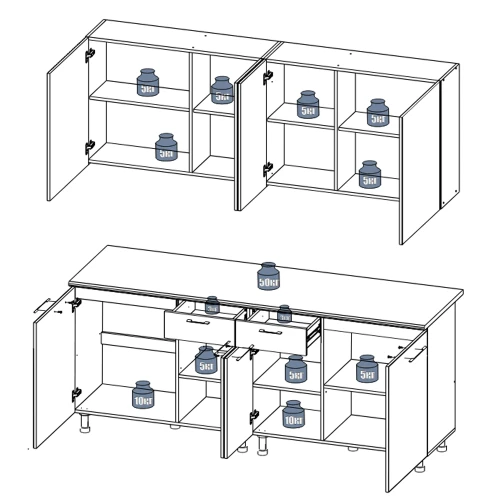 Кухонный гарнитур "Адель" 2,0м Белый/Нео/Мраморный берег