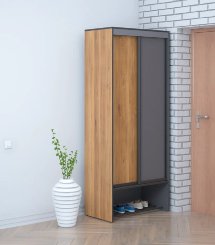 Шкаф-купе ОЛЬГА-ЛОФТ 10.1, Дуб Крафт Золотой, Темно Серый