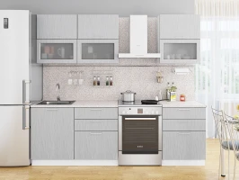 Кухонный гарнитур Валерия-М-01 Серый металлик дождь светлый