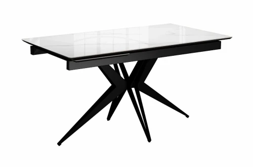 Стол DikLine DKS140 керамика Carrara Gloss (мрамор глянец белый), подстолье черное, опоры черные (2уп.)