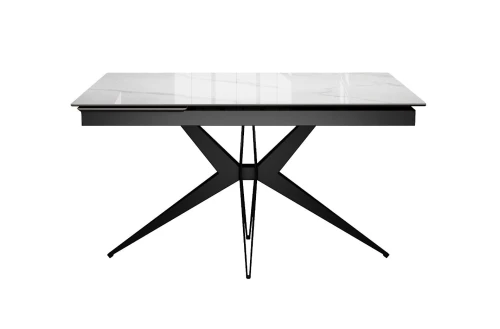 Стол DikLine DKS140 керамика Carrara Gloss (мрамор глянец белый), подстолье черное, опоры черные (2уп.)