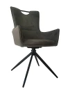 DC23099 Стул мягкий поворотный 360*с подлокот,СЕРЫЙ, каркас металл черный КВАДРАТ