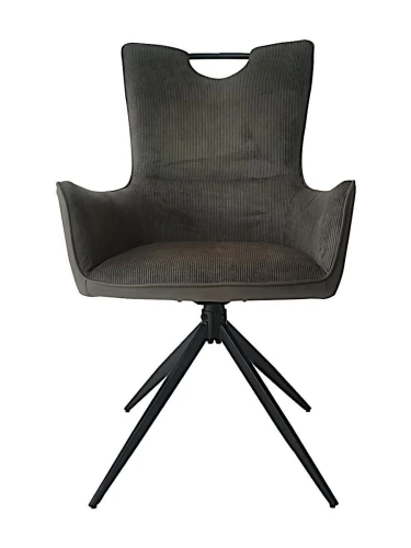 DC23099 Стул мягкий поворотный 360*с подлокот,СЕРЫЙ, каркас металл черный КВАДРАТ