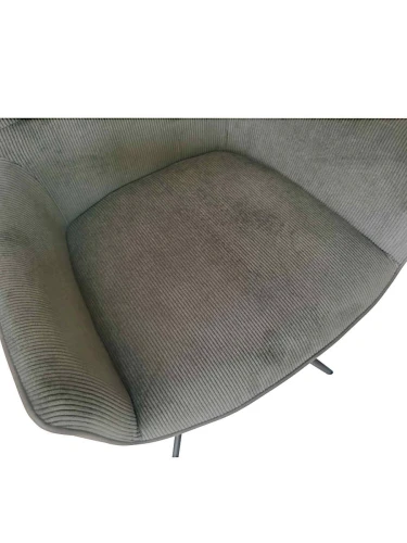 DC23099 Стул мягкий поворотный 360*с подлокот,СЕРЫЙ, каркас металл черный КВАДРАТ