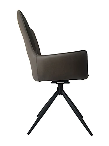 DC23099 Стул мягкий поворотный 360*с подлокот,СЕРЫЙ, каркас металл черный КВАДРАТ