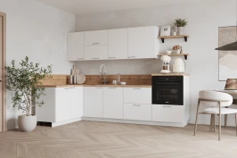 Готовая кухня КГ Угловой 1500х2700 (с пм) , Белый софт матовый  Арника РМ
