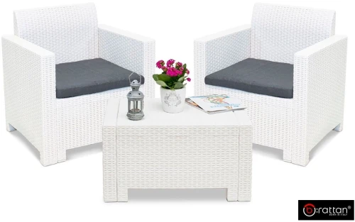 Комплект мебели NEBRASKA TERRACE Set (стол, 2 кресла), белый