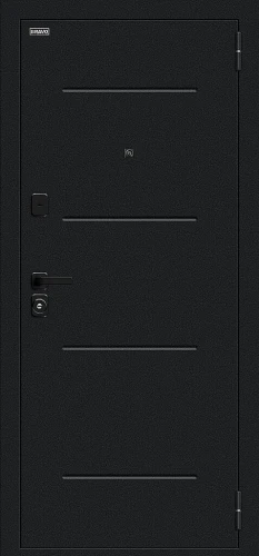 Входная дверь BRAVO Техно/SBlack Букле черное/White Silk